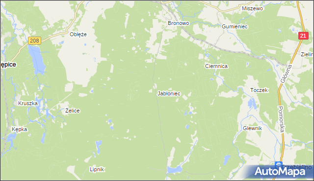 mapa Jabłoniec gmina Kępice, Jabłoniec gmina Kępice na mapie Targeo