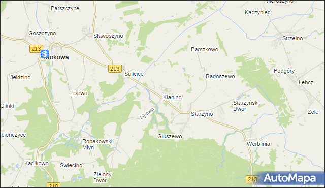 mapa Kłanino gmina Krokowa, Kłanino gmina Krokowa na mapie Targeo