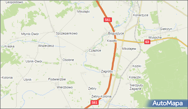 mapa Andrzejki, Andrzejki na mapie Targeo