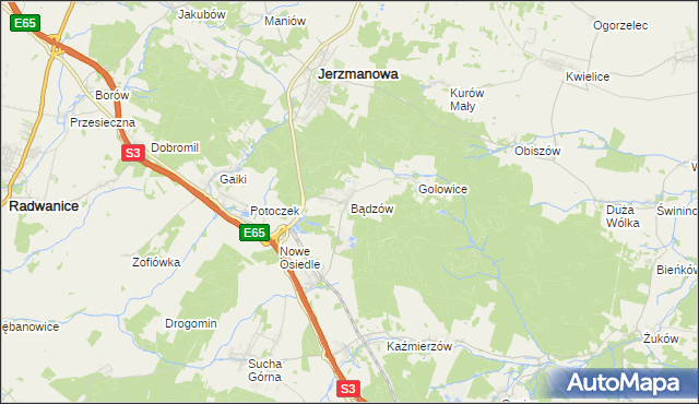mapa Bądzów, Bądzów na mapie Targeo