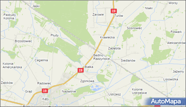 mapa Bedlno Radzyńskie, Bedlno Radzyńskie na mapie Targeo