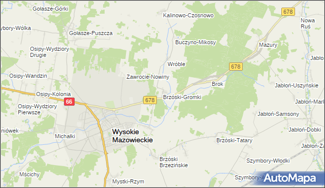 mapa Brzóski-Gromki, Brzóski-Gromki na mapie Targeo
