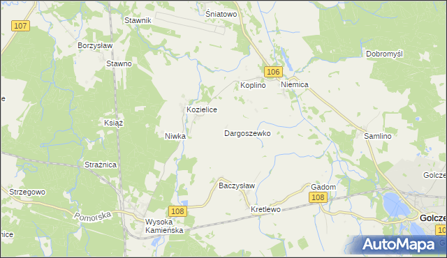 mapa Dargoszewko, Dargoszewko na mapie Targeo