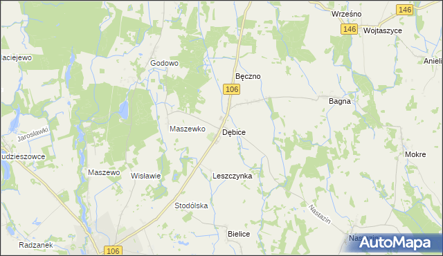 mapa Dębice gmina Maszewo, Dębice gmina Maszewo na mapie Targeo