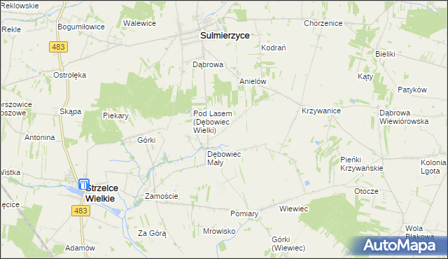 mapa Dębowiec Wielki, Dębowiec Wielki na mapie Targeo