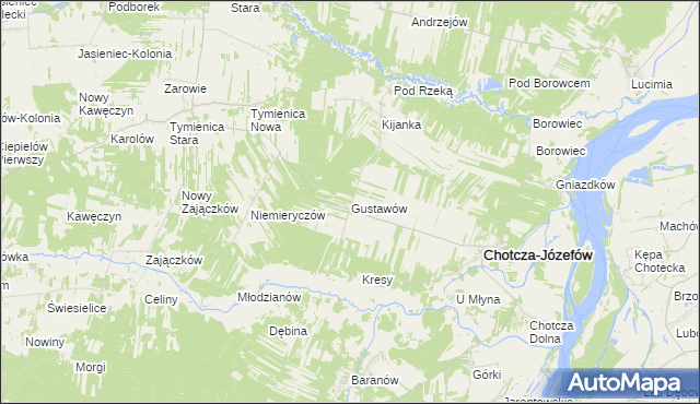 mapa Gustawów gmina Chotcza, Gustawów gmina Chotcza na mapie Targeo