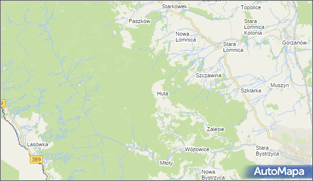 mapa Huta gmina Bystrzyca Kłodzka, Huta gmina Bystrzyca Kłodzka na mapie Targeo