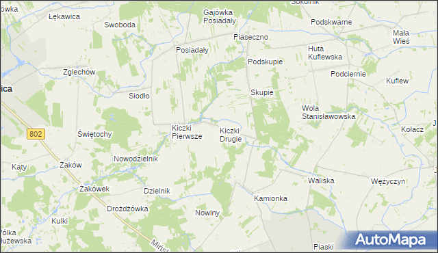 mapa Kiczki Drugie, Kiczki Drugie na mapie Targeo