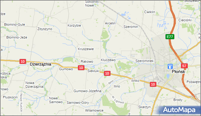 mapa Kluczewo gmina Płońsk, Kluczewo gmina Płońsk na mapie Targeo