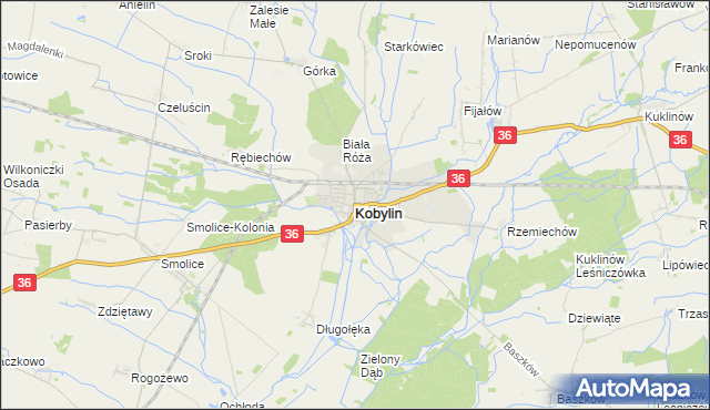 mapa Kobylin powiat krotoszyński, Kobylin powiat krotoszyński na mapie Targeo