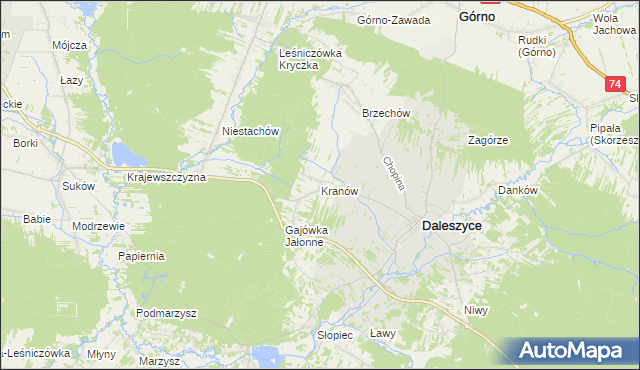 mapa Kranów, Kranów na mapie Targeo