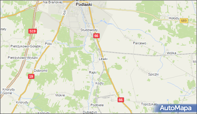 mapa Lewki gmina Bielsk Podlaski, Lewki gmina Bielsk Podlaski na mapie Targeo