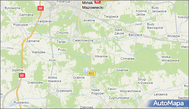 mapa Mikanów, Mikanów na mapie Targeo