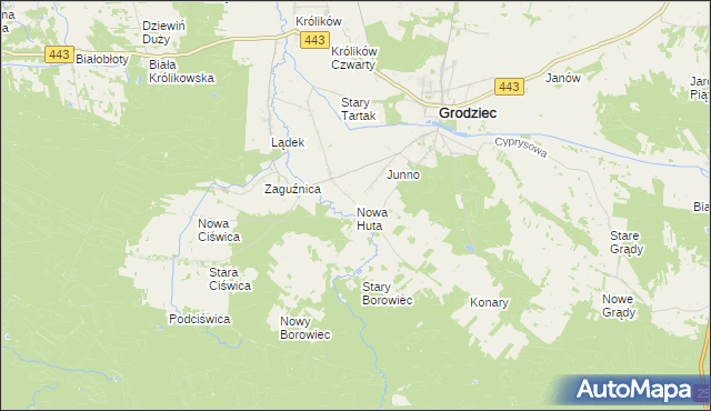 mapa Nowa Huta gmina Grodziec, Nowa Huta gmina Grodziec na mapie Targeo