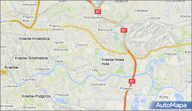 mapa Nowa Huta gmina Kraków, Nowa Huta gmina Kraków na mapie Targeo