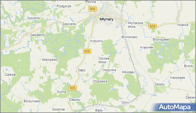 mapa Ojcowa Wola, Ojcowa Wola na mapie Targeo