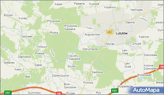 mapa Ostrycharze, Ostrycharze na mapie Targeo