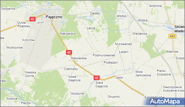 mapa Podmurowaniec, Podmurowaniec na mapie Targeo