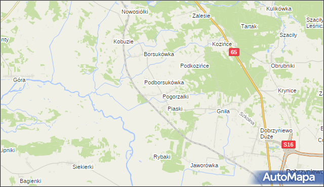mapa Pogorzałki gmina Dobrzyniewo Duże, Pogorzałki gmina Dobrzyniewo Duże na mapie Targeo