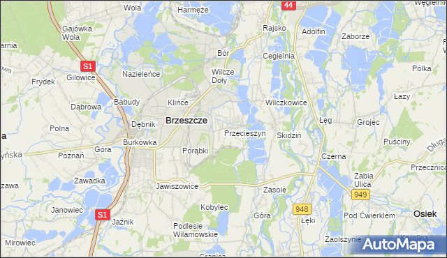 mapa Przecieszyn, Przecieszyn na mapie Targeo