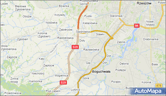 mapa Racławówka, Racławówka na mapie Targeo