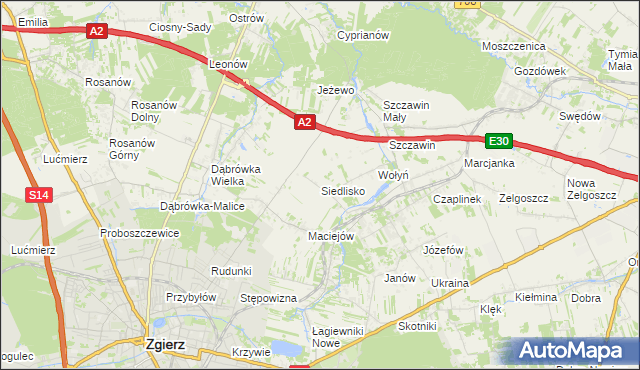 mapa Siedlisko gmina Zgierz, Siedlisko gmina Zgierz na mapie Targeo