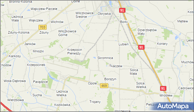 mapa Skromnica, Skromnica na mapie Targeo