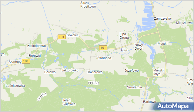 mapa Swoboda gmina Szamocin, Swoboda gmina Szamocin na mapie Targeo