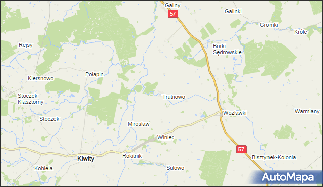 mapa Trutnowo gmina Bartoszyce, Trutnowo gmina Bartoszyce na mapie Targeo