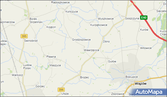 mapa Wawrzęcice, Wawrzęcice na mapie Targeo