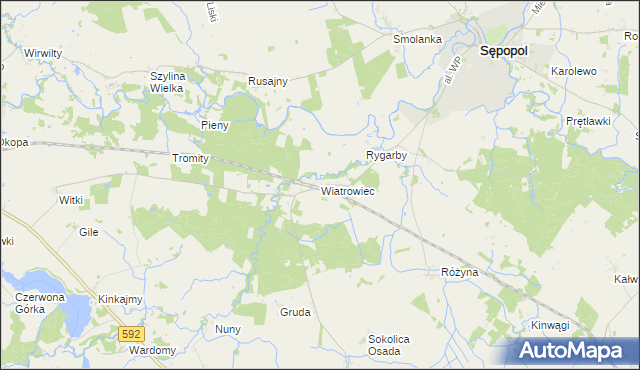 mapa Wiatrowiec gmina Sępopol, Wiatrowiec gmina Sępopol na mapie Targeo