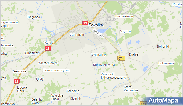 mapa Wojnachy, Wojnachy na mapie Targeo