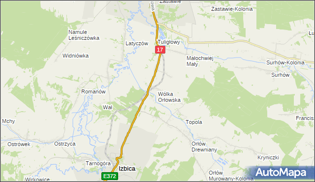 mapa Wólka Orłowska gmina Izbica, Wólka Orłowska gmina Izbica na mapie Targeo
