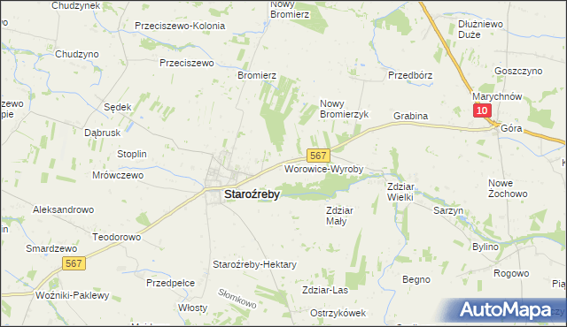mapa Worowice-Wyroby, Worowice-Wyroby na mapie Targeo