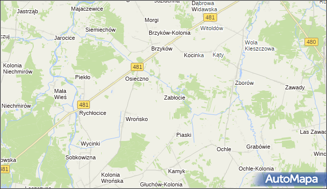 mapa Zabłocie gmina Widawa, Zabłocie gmina Widawa na mapie Targeo