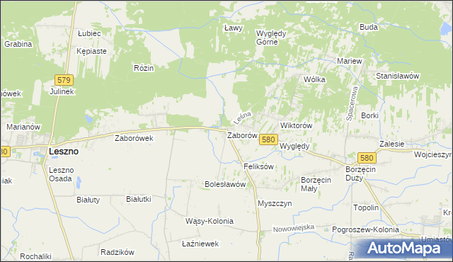 mapa Zaborów gmina Leszno, Zaborów gmina Leszno na mapie Targeo