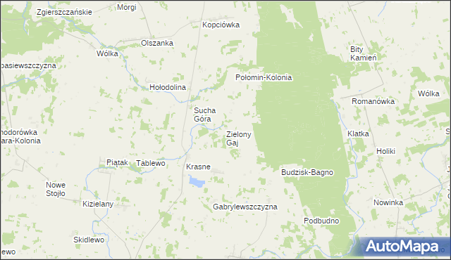 mapa Zielony Gaj gmina Janów, Zielony Gaj gmina Janów na mapie Targeo