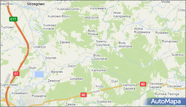 mapa Budy Giżyńskie, Budy Giżyńskie na mapie Targeo