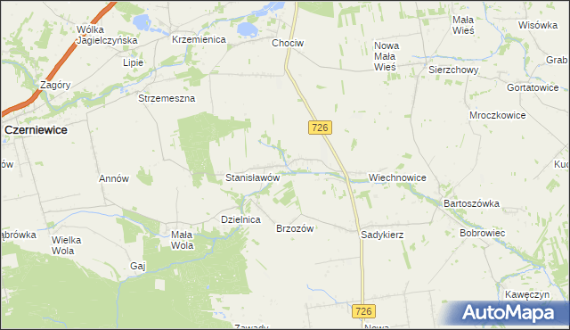 mapa Kanice gmina Rzeczyca, Kanice gmina Rzeczyca na mapie Targeo