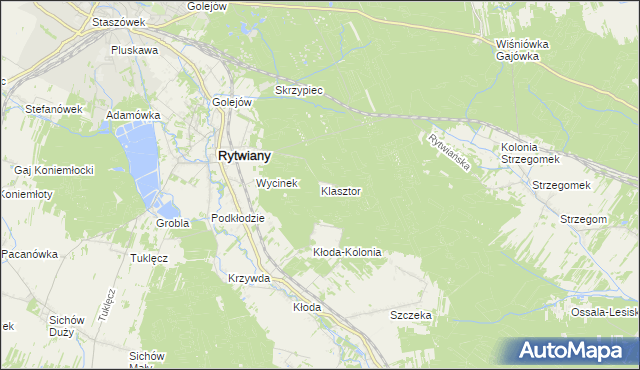 mapa Klasztor gmina Rytwiany, Klasztor gmina Rytwiany na mapie Targeo