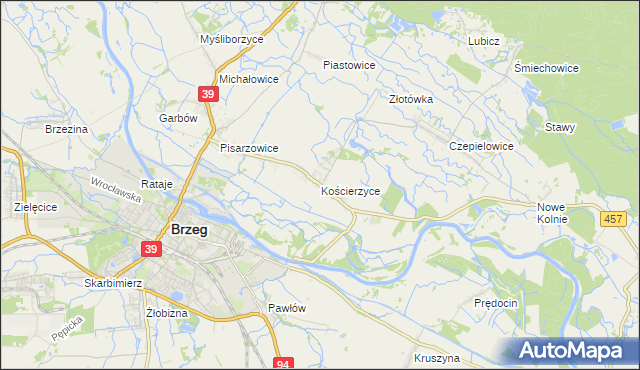 mapa Kościerzyce, Kościerzyce na mapie Targeo