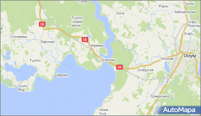 mapa Okartowo, Okartowo na mapie Targeo