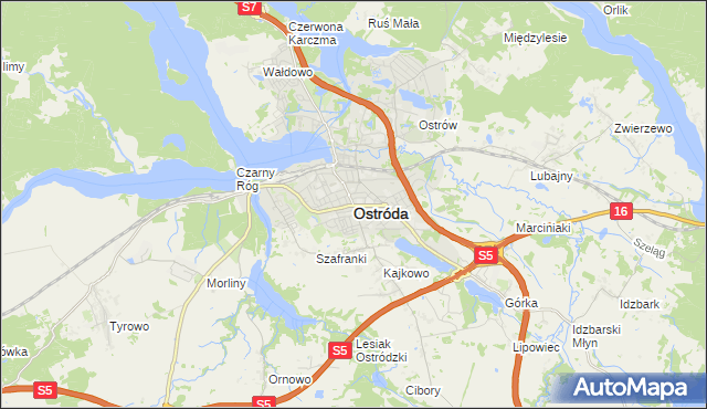 mapa Ostróda, Ostróda na mapie Targeo