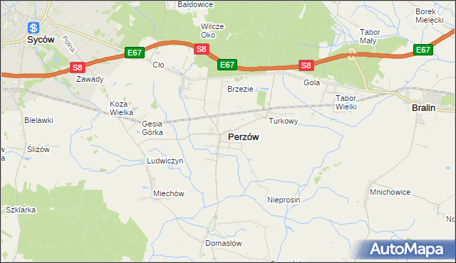 mapa Perzów, Perzów na mapie Targeo