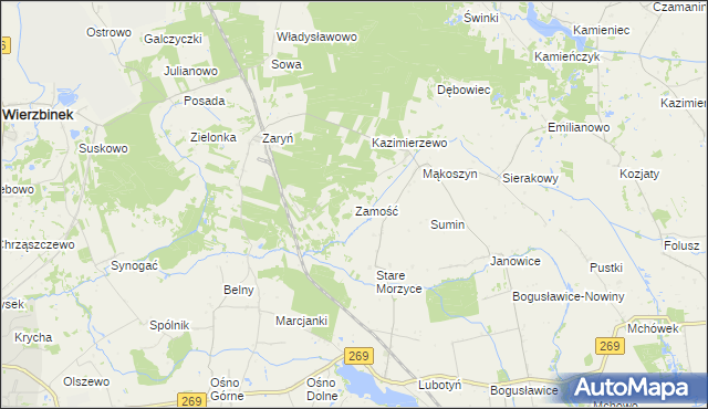 mapa Zamość gmina Wierzbinek, Zamość gmina Wierzbinek na mapie Targeo