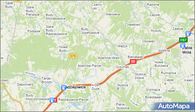 mapa Adamów-Wieś, Adamów-Wieś na mapie Targeo