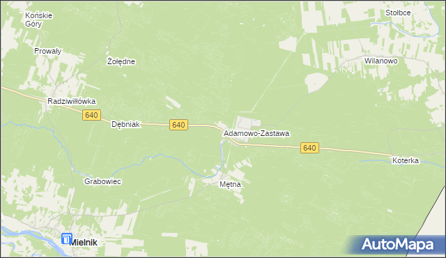 mapa Adamowo-Zastawa, Adamowo-Zastawa na mapie Targeo