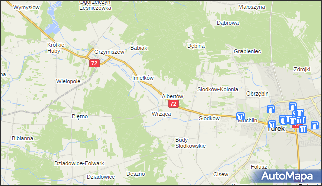 mapa Albertów gmina Turek, Albertów gmina Turek na mapie Targeo