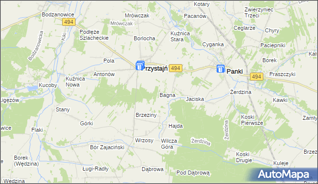 mapa Bagna gmina Przystajń, Bagna gmina Przystajń na mapie Targeo