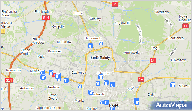 mapa Bałuty gmina Łódź, Bałuty gmina Łódź na mapie Targeo